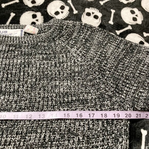 CLUB EUROPE Vintage grey black white blend thick knit sweater ~ SMALL MEDIUM - Picture 7 of 12